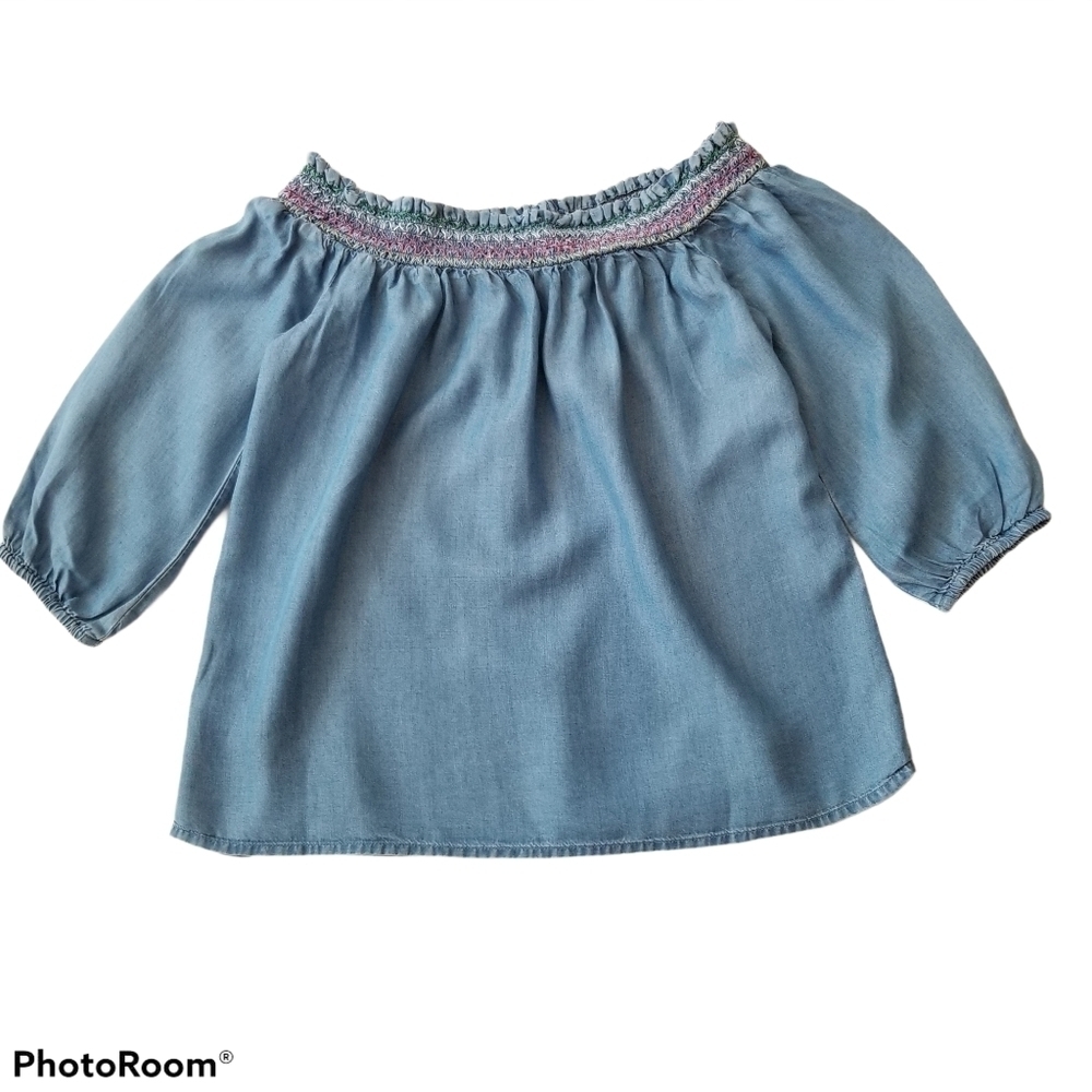 Harper Heritage Small‎ Blue Chambray Smocked Top